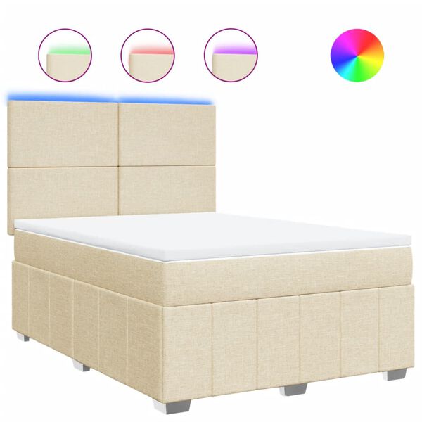 vidaXL Cama box spring con colch&oacute;n tela color crema 160x200 cm