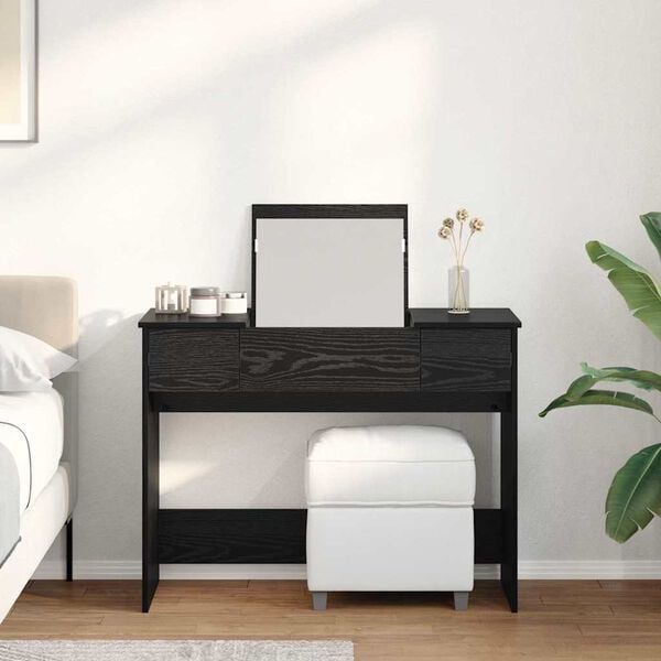 vidaXL Mesa Cosm&eacute;tica con caj&oacute;n Roble Negro 100 x 45 x 76 cm
