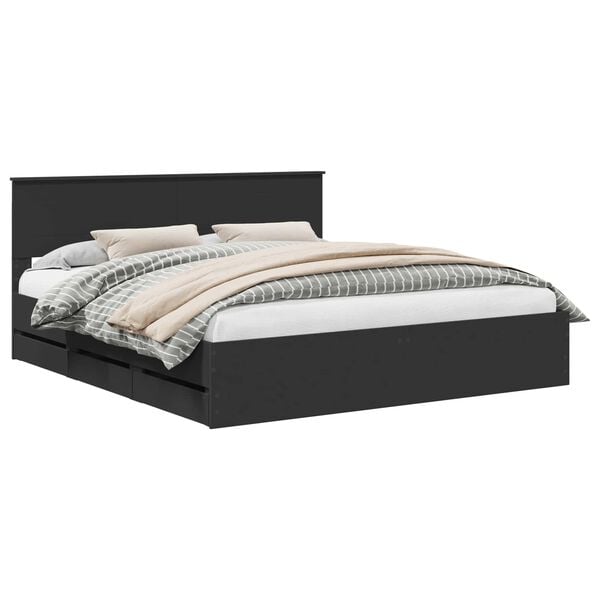 vidaXL Estructura de cama Negro 200 x 200 cm Madera Ingenieril