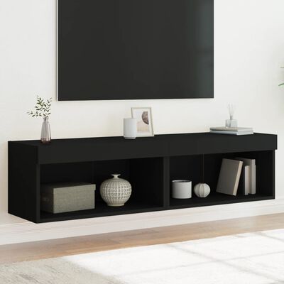 vidaXL Muebles para TV con luces LED 2 uds negro 60x30x30 cm