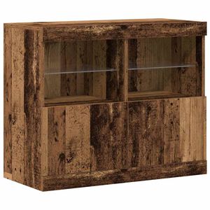 vidaXL Aparador LED Marr&oacute;n 81 x 37 x 66,5 cm Madera de ingenier&iacute;a
