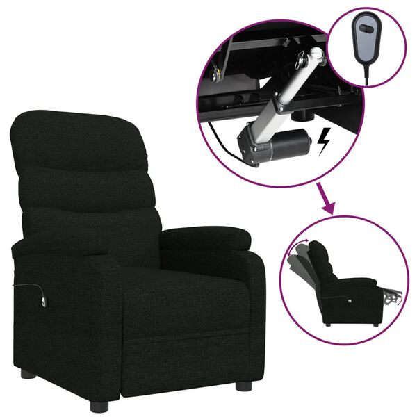 vidaXL Sill&oacute;n reclinable el&eacute;ctrico de tela negro