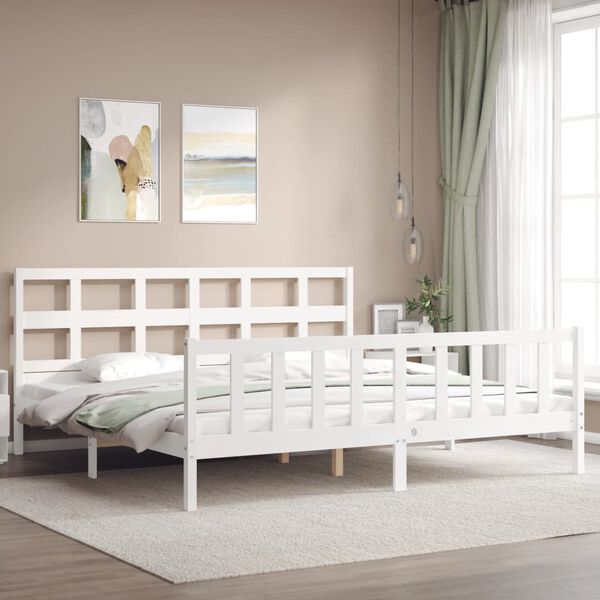 vidaXL Estructura de cama sin colch&oacute;n madera maciza blanca 200x200 cm