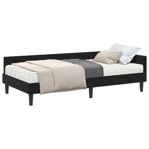 vidaXL Estructura de Cama Esquina con Colch&oacute;n 2 pcs Negro Terciopelo