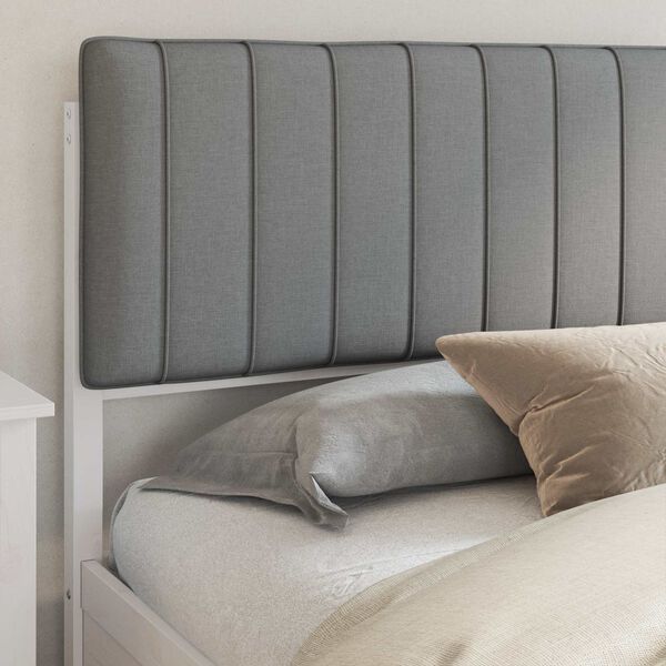 vidaXL Estructura de Cama con Cabecera Tapizada Gris Claro