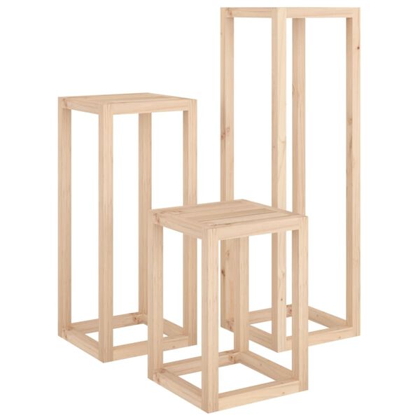vidaXL Set de soportes para plantas 3 piezas madera maciza de pino
