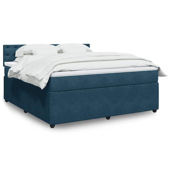 vidaXL Cama box spring con colch&oacute;n terciopelo azul 180x200 cm