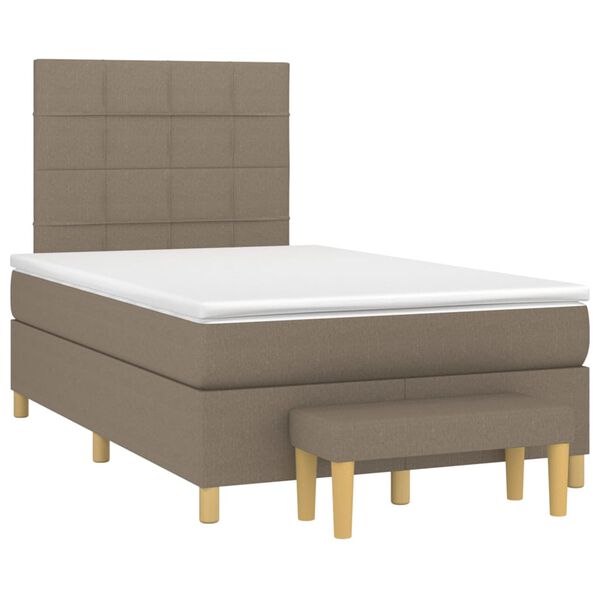 vidaXL Cama box spring con colch&oacute;n tela gris taupe 120x200 cm