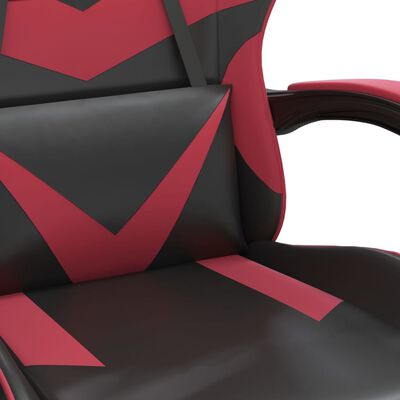 vidaXL Silla gaming cuero sintético negro y rojo vino tinto