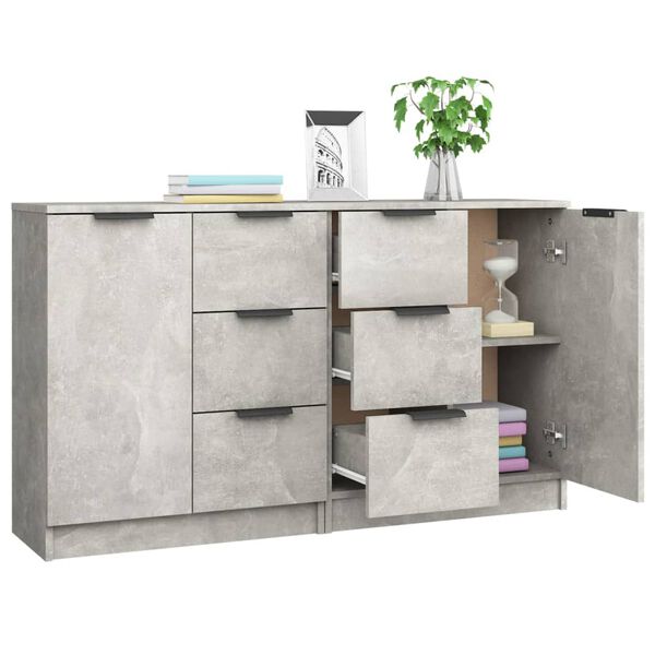 vidaXL Aparadores 2 uds madera contrachapada gris hormig&oacute;n 60x30x70 cm