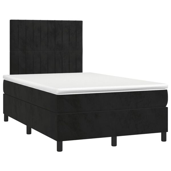 vidaXL Cama box spring con colch&oacute;n y LED terciopelo negro 120x190 cm