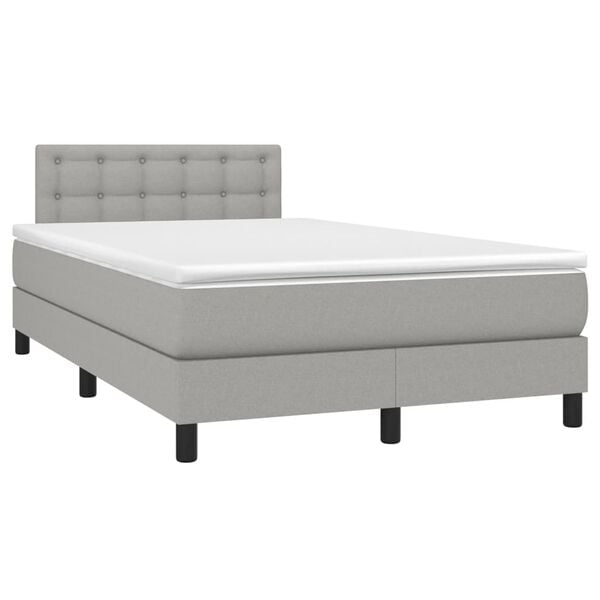 vidaXL Cama box spring con colch&oacute;n tela gris claro 120x190 cm