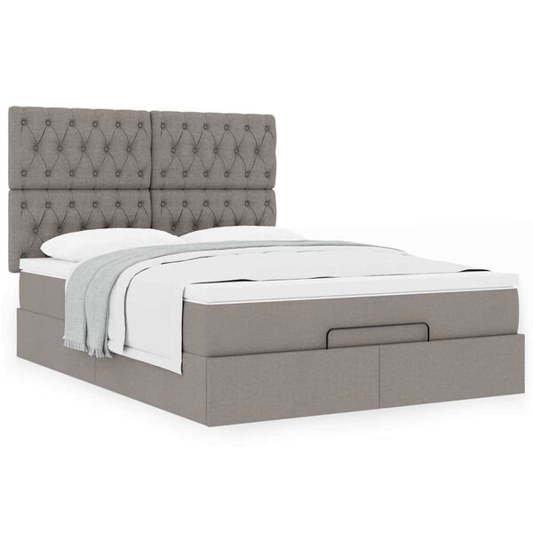 vidaXL Estructura de cama otomana colch&oacute;n tela gris pardo 140x190cm