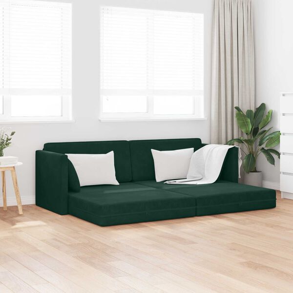 vidaXL Sof&aacute;-cama de piso 200cm Verde oscuro Terciopelo
