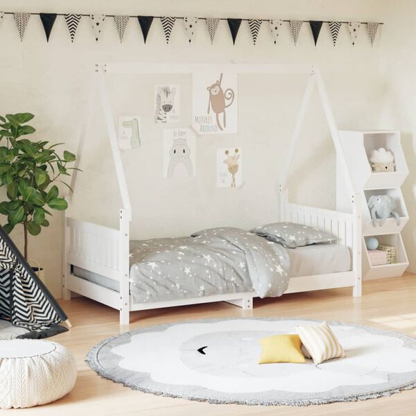 vidaXL Estructura de cama para ni&ntilde;os madera de pino blanco 80x160 cm