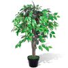vidaXL Planta artificial &aacute;rbol ficus con macetero 90 cm