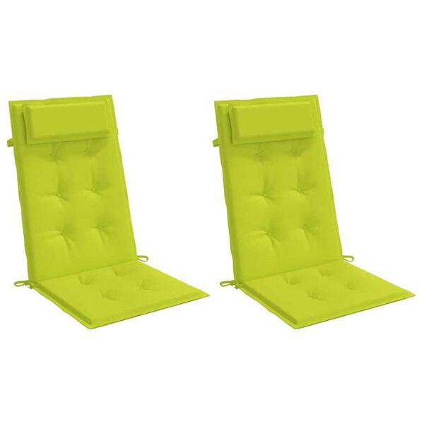 vidaXL Cojines de silla respaldo alto 2 uds tela Oxford verde brillo