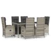 vidaXL Set comedor jard&iacute;n 7 pzas y cojines rat&aacute;n sint&eacute;tico gris