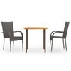 vidaXL Set de comedor de jard&iacute;n 3 pzas rat&aacute;n sint&eacute;tico marr&oacute;n