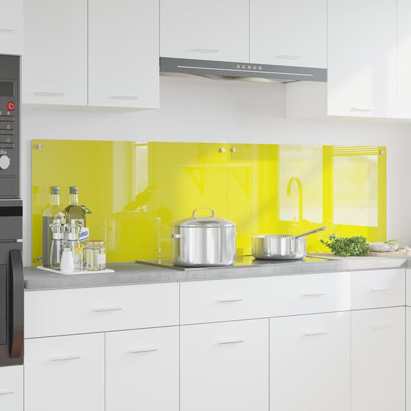 vidaXL Salpicadero de cocina 2 pcs Amarillo 90 x 50 cm vidrio templado