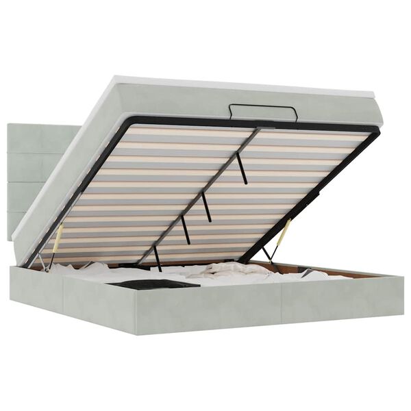 vidaXL Estructura cama otomana colchones terciopelo gris claro