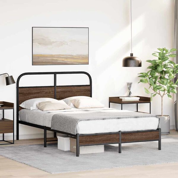 vidaXL Estructura de cama sin colchón 140x200 cm madera marrón roble
