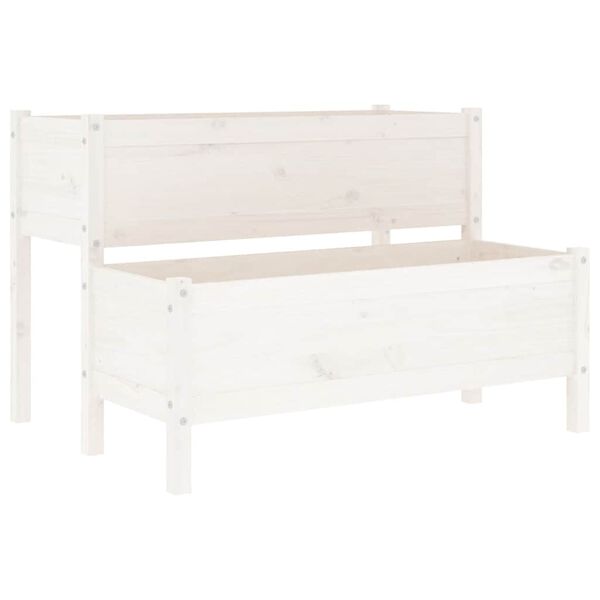 vidaXL Jardinera de madera de pino maciza blanca 110x84x75 cm
