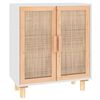 vidaXL Aparador blanco madera pino maciza y rat&aacute;n natural 60x30x70 cm