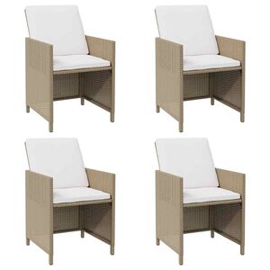 vidaXL Sillas de jard&iacute;n con cojines 4 unidades rat&aacute;n sint&eacute;tico beige