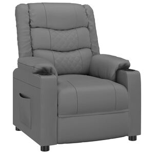 vidaXL Sill&oacute;n reclinable de cuero sint&eacute;tico gris