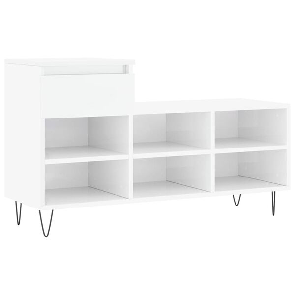 vidaXL Mueble zapatero madera contrachapada blanco brillo 102x36x60 cm