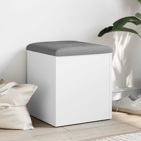 vidaXL Banco de almacenaje blanco 42x42x45 cm madera de ingenier&iacute;a