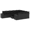 vidaXL Set de sof&aacute;s de jard&iacute;n 11 pzas y cojines rat&aacute;n sint&eacute;tico negro