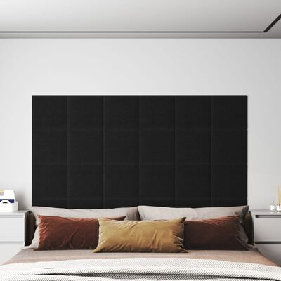 vidaXL Paneles de pared 12 uds tela negro 30x30 cm 1,08 m²