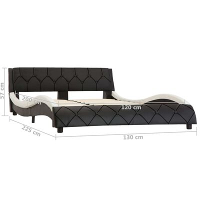 vidaXL Estructura de cama cuero sintético blanco y negro 120x200 cm