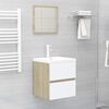 vidaXL Set de muebles de ba&ntilde;o madera ingenier&iacute;a blanco y roble Sonoma