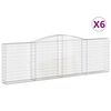 vidaXL Cestas de gaviones 6 uds forma de arco hierro 400x30x120/140 cm