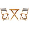 vidaXL Juego de bistro de 3 piezas polipropileno y madera maciza gris