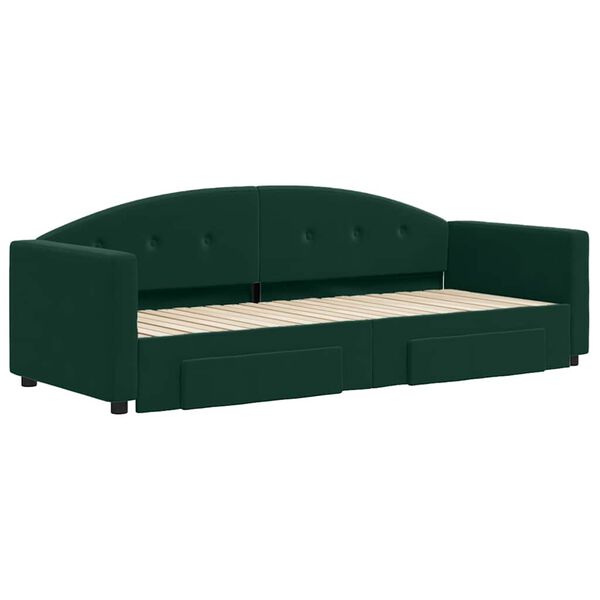 vidaXL Sof&aacute; cama nido con cajones terciopelo verde oscuro 80x200 cm