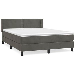 vidaXL Cama box spring con colch&oacute;n terciopelo gris oscuro 140x200 cm