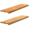 vidaXL Alf&eacute;izares de ventana 2 uds madera maciza roble marr&oacute;n claro