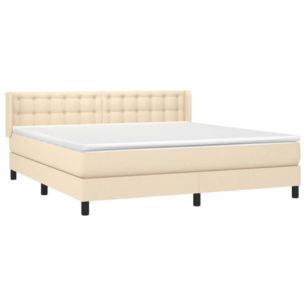 vidaXL Cama box spring con colch&oacute;n tela color crema 180x200 cm