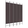 vidaXL Biombo divisor de 5 paneles de tela marr&oacute;n 200x220 cm