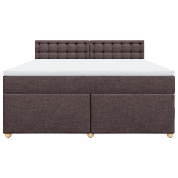 vidaXL Cama box spring con colch&oacute;n tela marr&oacute;n oscuro 180x200 cm