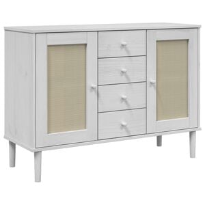 vidaXL Aparador SENJA aspecto de rat&aacute;n madera pino blanco 112x40x80 cm
