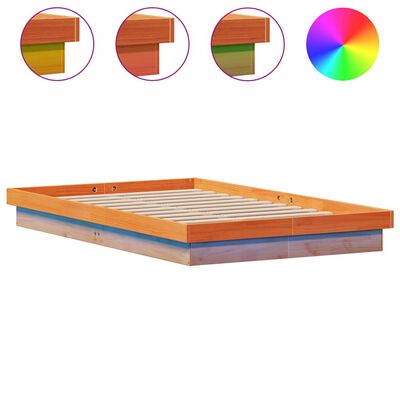 vidaXL Estructura de cama LED madera maciza pino marrón cera 120x190cm