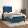 vidaXL Cama box spring colch&oacute;n y LED terciopelo azul oscuro 120x200 cm