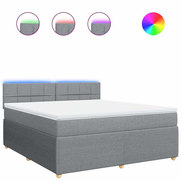 vidaXL Cama box spring con colch&oacute;n tela gris claro 180x200 cm