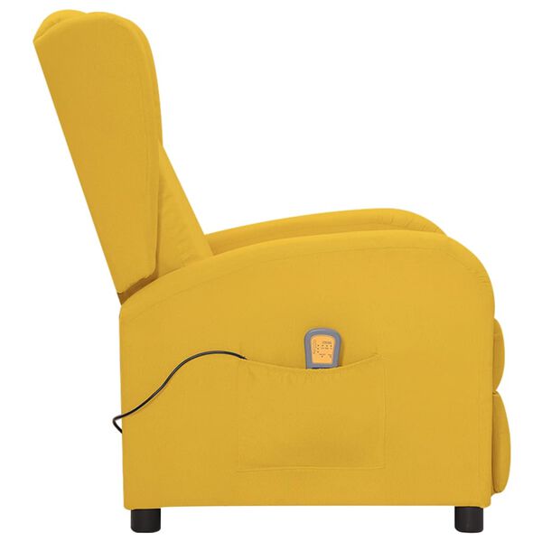 vidaXL Sillón de masaje elevable de tela amarillo