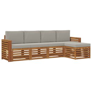 vidaXL Conjunto de sof&aacute;s de exterior 5 pcs Gris Natural y Claro